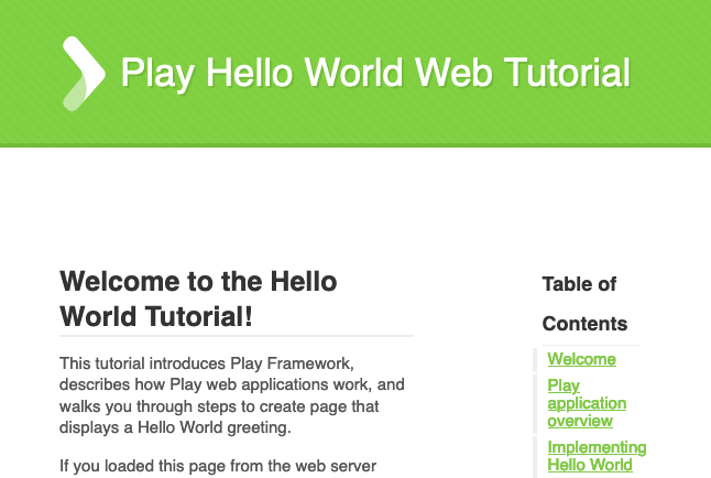 Play Hello, World! example application